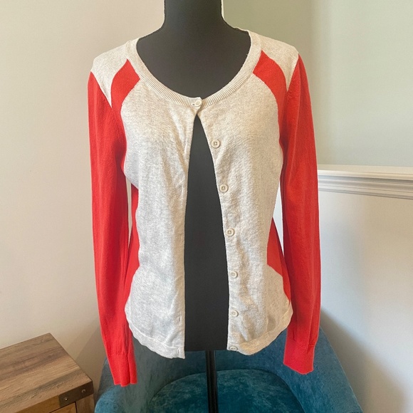 CAbi Sweaters - Vintage cabi Cardigan, S, VGUC, Oatmeal/Coral orange, button up.